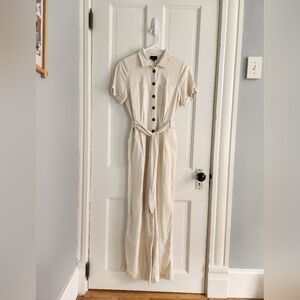 Who What Wear Beige Linen Jumpsuit Size XS